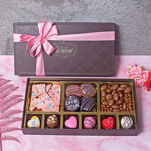 Delectable Choco, Cookies N Coated Nuts Gift for Mom