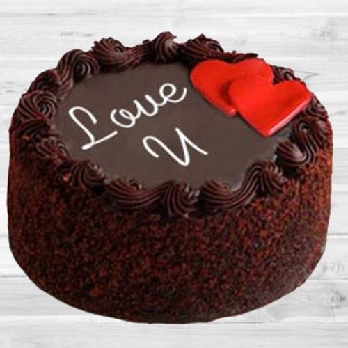 Blissful Gift of Chocolate Mud Love Cake for Valentines Day