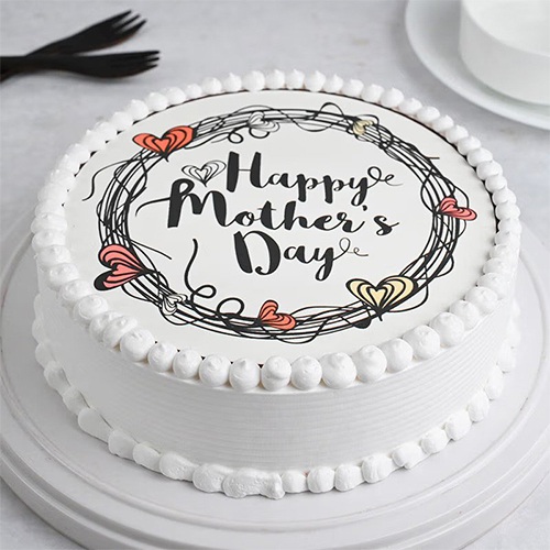 Classic Happy Mothers Day Vanilla Photo Cake