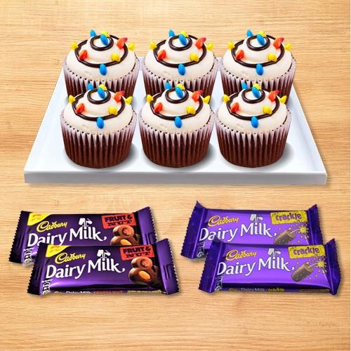Delectable Cup Cakes N Cadbury Chocolates Gift Combo
