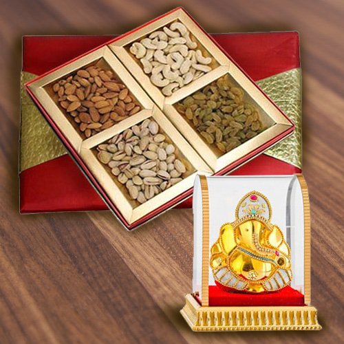 Exceptional Box of Assorted Dry Fruits with Vinayak Idol