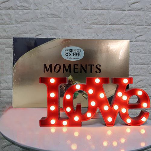 Magnificent V-day Gift of Ferrero Rocher Moments with Love Lamp