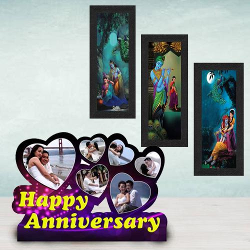 Mesmerizing Personalized Happy Anniversary N Radha Krishna Photo Frame