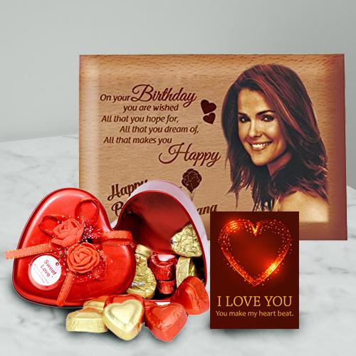 Impressive Personalized Love Frame with Heart Chocolates n ILU Card