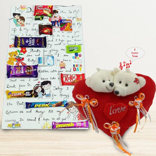 Dazzling Chocolate Message Card with Assorted Chocolates and ILU Singing Heart