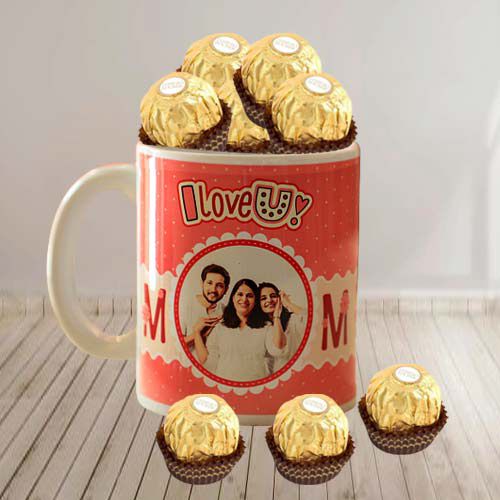 Charming Personalized Photo Coffee Mug with Ferrero Rocher