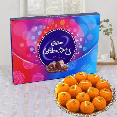 Combo of Cadbury Celebrations with Laddoo from Haldiram / Reputed Shop