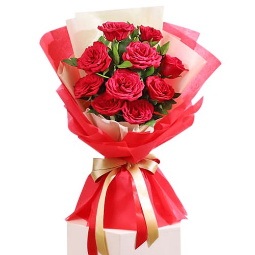 Premium Red Roses Tissue Wrapped Bouquet