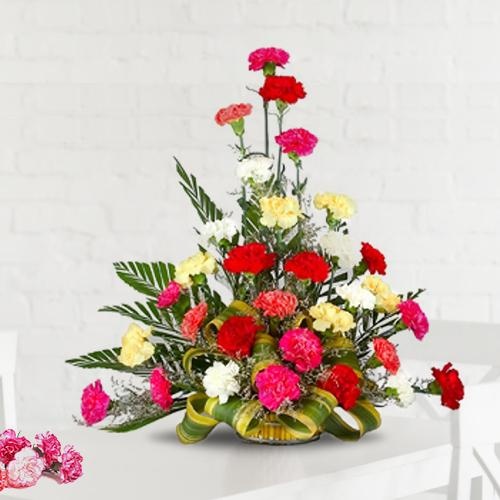 Splendid Arrangement of 30 Mixed Carnations
