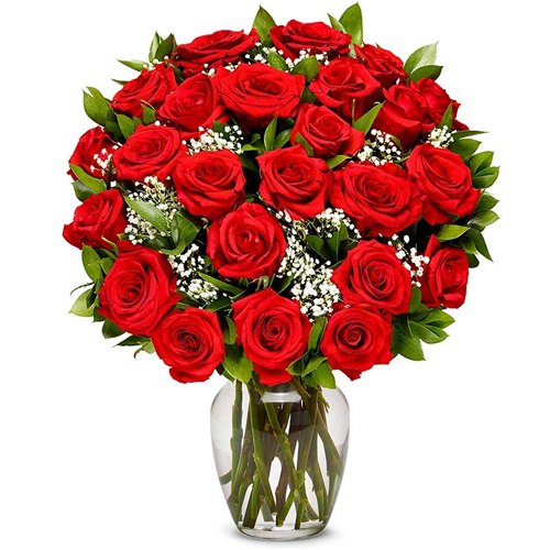 Wonderful Dark Red Roses in a Vase