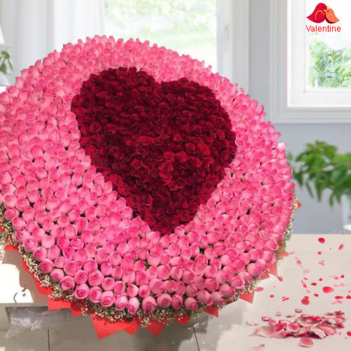 Charming 500 Rose Bouquet with Heart