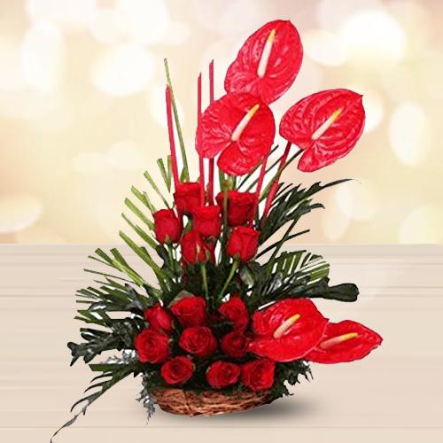 Charming Arrangement of Red Flowers