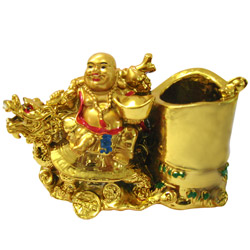 Feng-Shui Laughing Buddha Pen Stand for Revenue and Prosperity