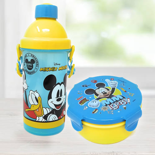Exclusive Mickey Mouse Sipper Bottle n Tiffin Box Budget Combo