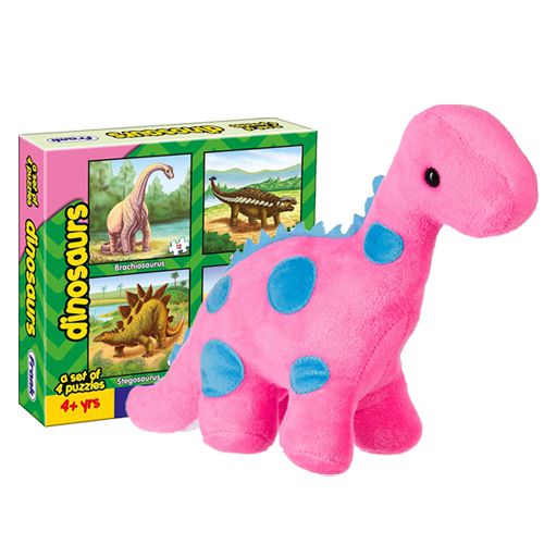 Remarkable Combo of Dinosaur Stuffed Toy N Frank Puzzle Set